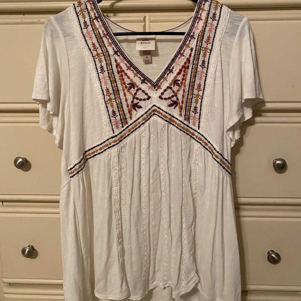 Boho Flowy White Top